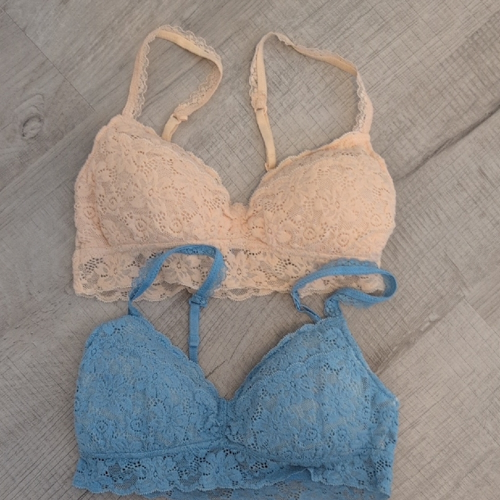 aerie Lace Bralette Set in Peach and Sky Blue